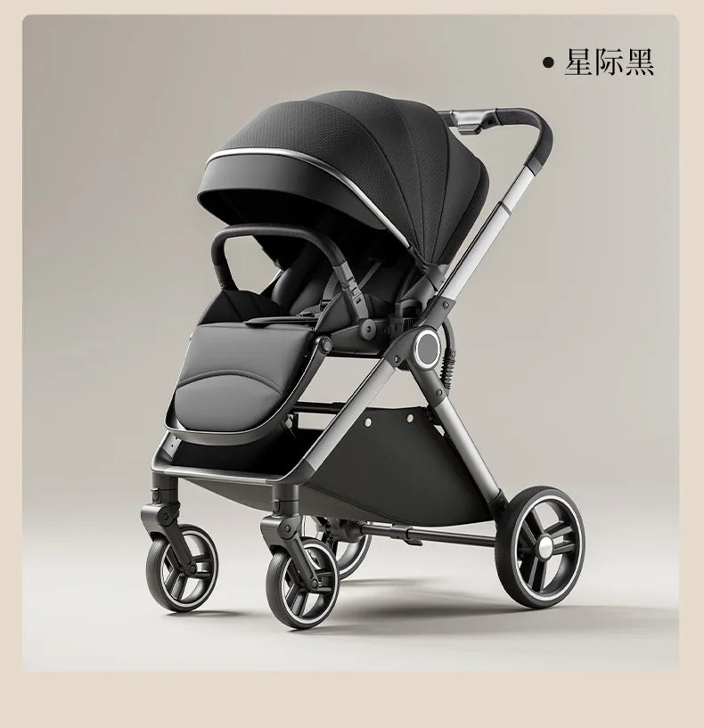 Poussette Bébé Réversible Assise/Couchée - Grand Panier de Rangement Certifiée 3C/EN