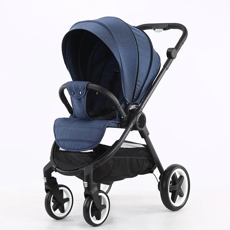 Poussette Bébé Réversible Assise/Couchée - Grand Panier de Rangement Certifiée 3C/EN