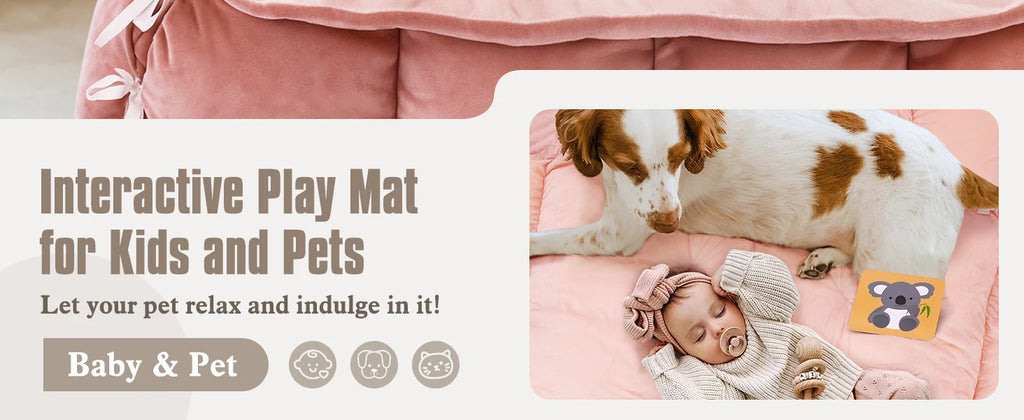 Tapis d'Éveil Bébé 5-en-1 avec Coussin - Tapis de Jeu Convertible Peluche