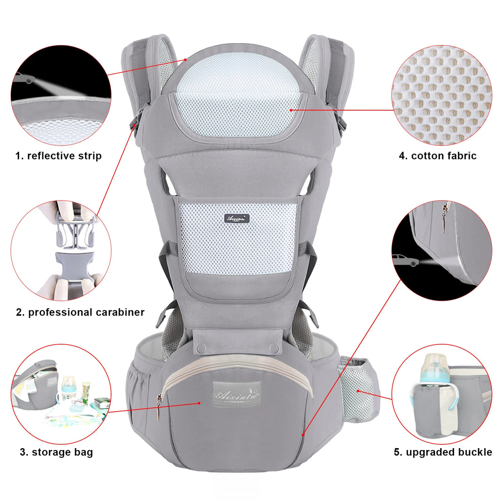 Porte-Bébé Ergonomique avec Siège Hanche - Kangourou Ventral et Dorsal