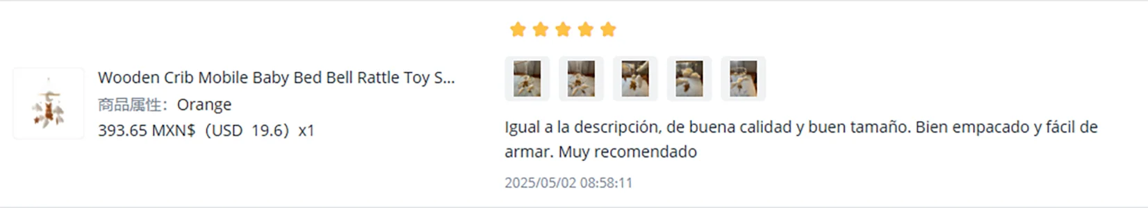 Mobile Musical Bébé en Bois avec Ours en Feutre - Hochet et Carillon pour Lit Nouveau-né