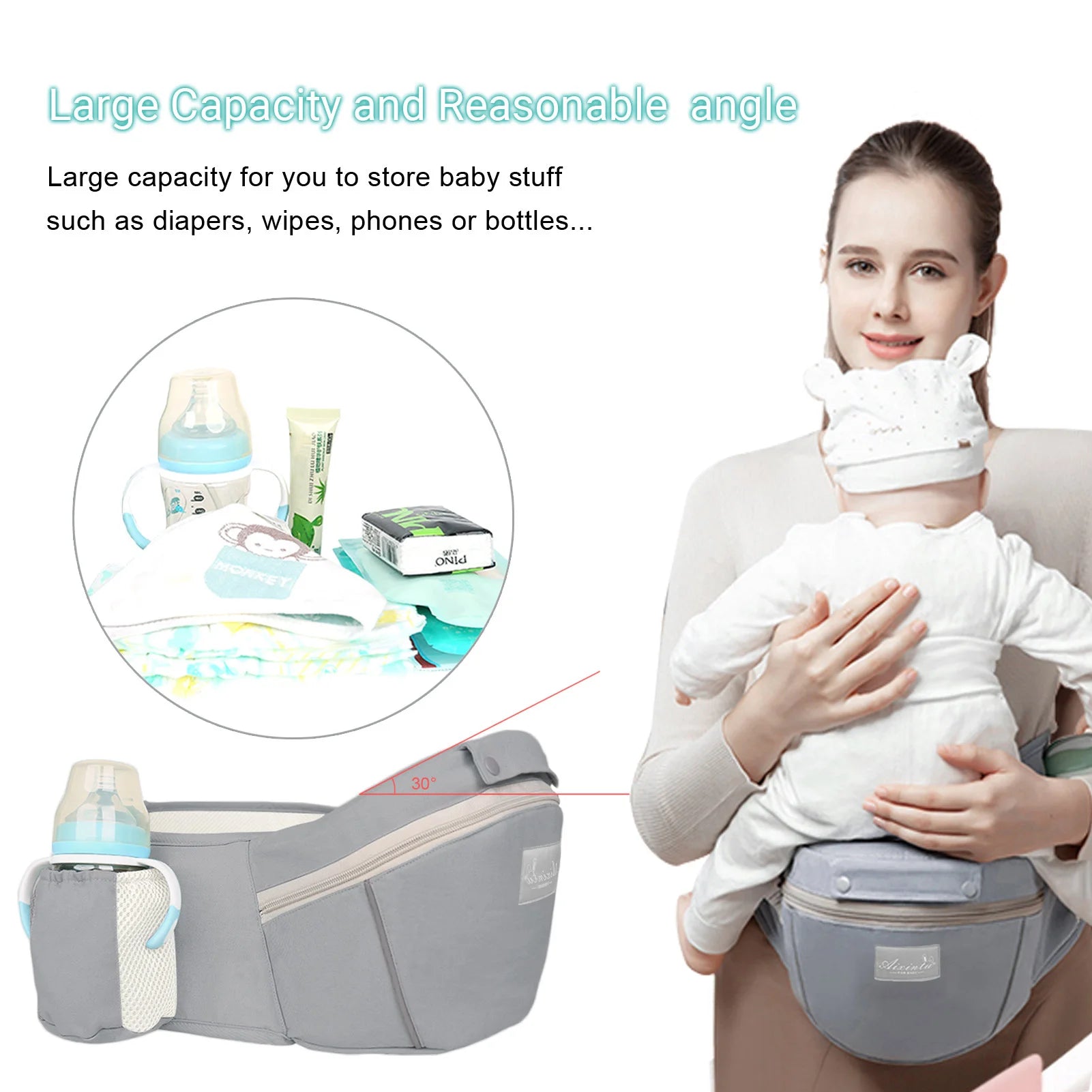 Porte-Bébé Ergonomique avec Siège Hanche - Kangourou Ventral et Dorsal