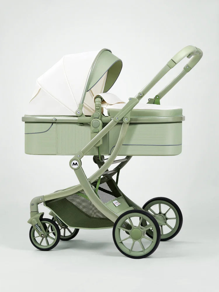 Poussette Bébé Haute Vue 2-en-1 - Légère Pliable Réversible avec Amortisseurs