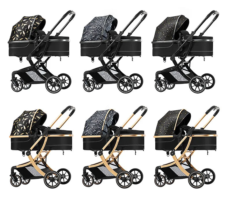 Poussette Bébé Haute Vue 2-en-1 - Légère Pliable Réversible avec Amortisseurs