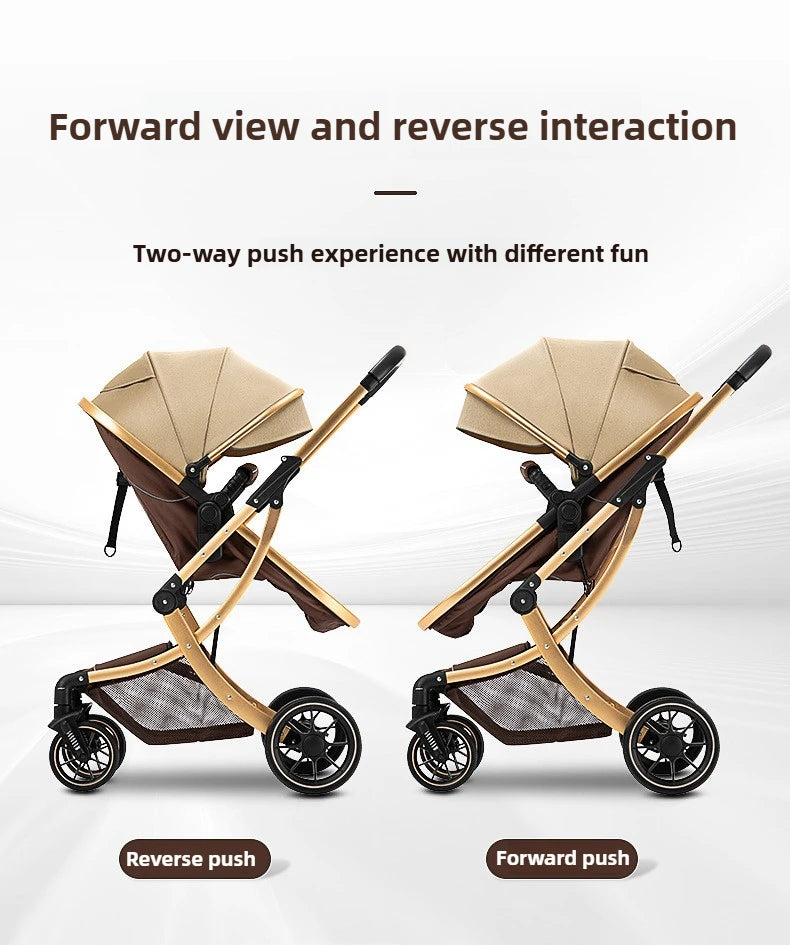 Poussette Bébé Haute Vue 2-en-1 - Légère Pliable Réversible avec Amortisseurs