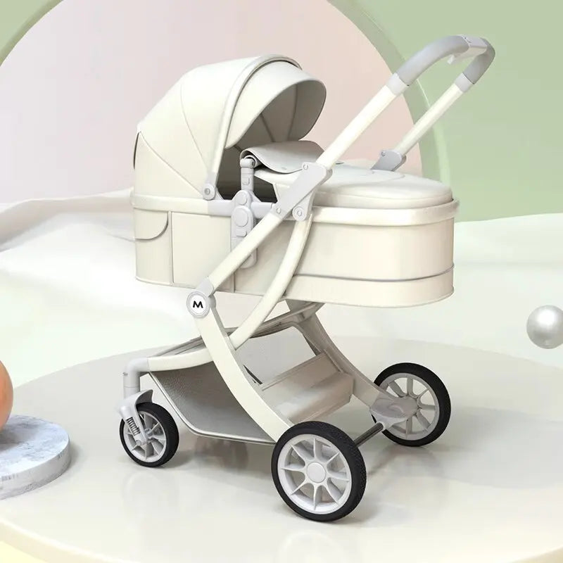 Poussette Bébé Haute Vue 2-en-1 - Légère Pliable Réversible avec Amortisseurs