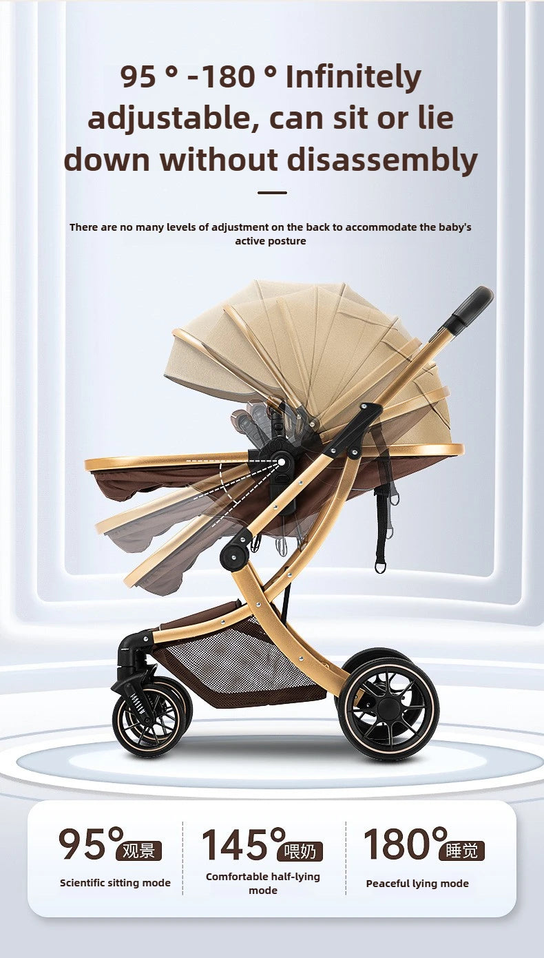 Poussette Bébé Haute Vue 2-en-1 - Légère Pliable Réversible avec Amortisseurs