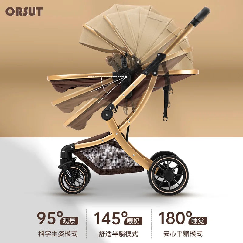 Poussette Bébé Haute Vue 2-en-1 - Légère Pliable Réversible avec Amortisseurs