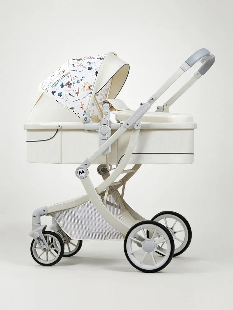 Poussette Bébé Haute Vue 2-en-1 - Légère Pliable Réversible avec Amortisseurs