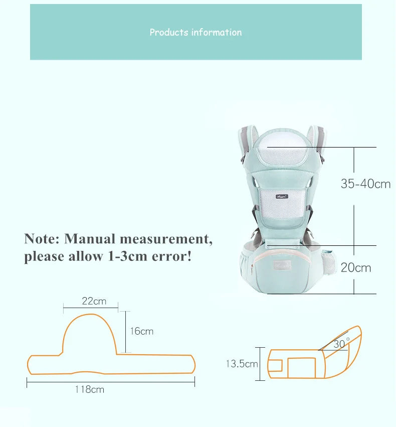 Porte-Bébé Ergonomique avec Siège Hanche - Kangourou Ventral et Dorsal